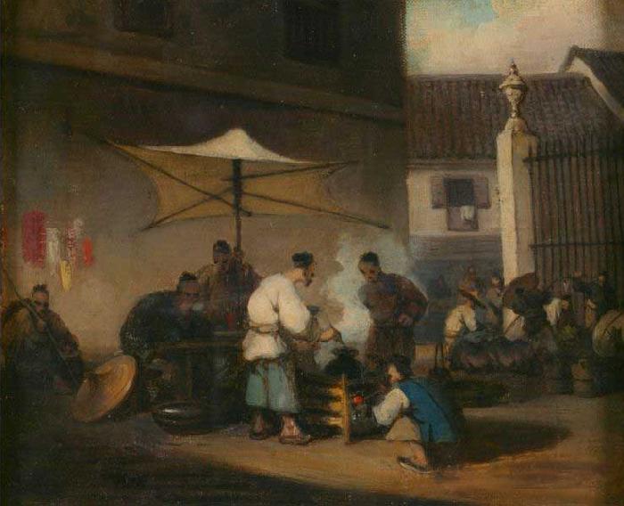 George Chinnery Street Scene, Macao, with Pigs Sweden oil painting art